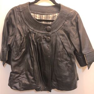 Mike & Chris black leather cropped swing-style jacket. Like new, size XS.